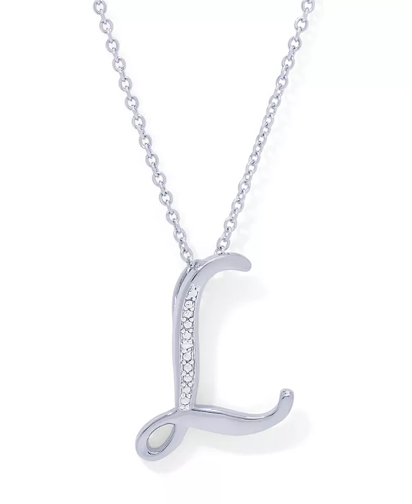 

Ожерелье с бриллиантовым акцентом и инициалом, 18 дюймов, серебряная пластина Macy'S, l