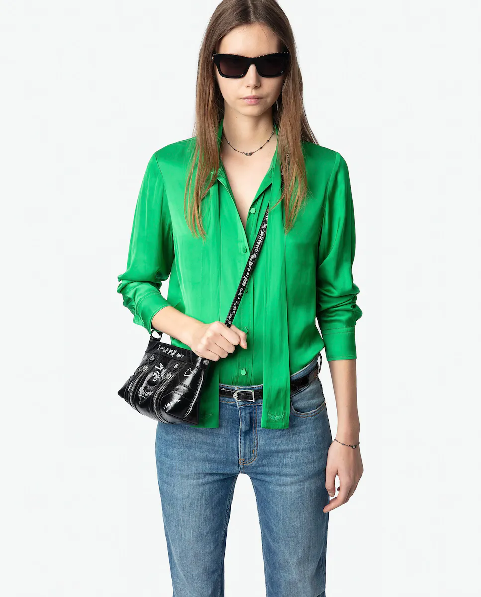 

Женская рубашка с длинным рукавом из атласа тульба Zadig & Voltaire, зеленый