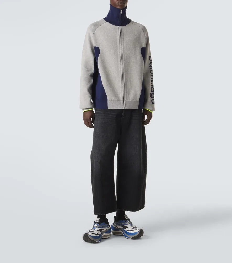 Кардиган на молнии из смесовой хлопковой ткани Bodies Balenciaga, серый — фото 2