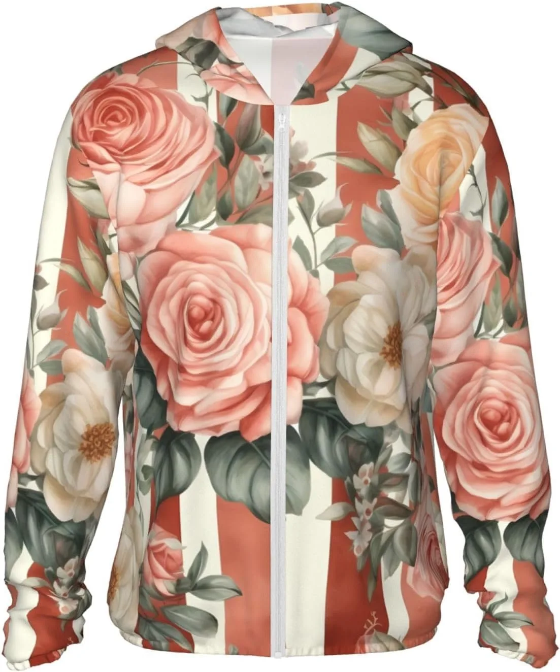 

Мужская куртка с защитой от солнца UPF 50+ Rose Flower с красными полосками HJTRW