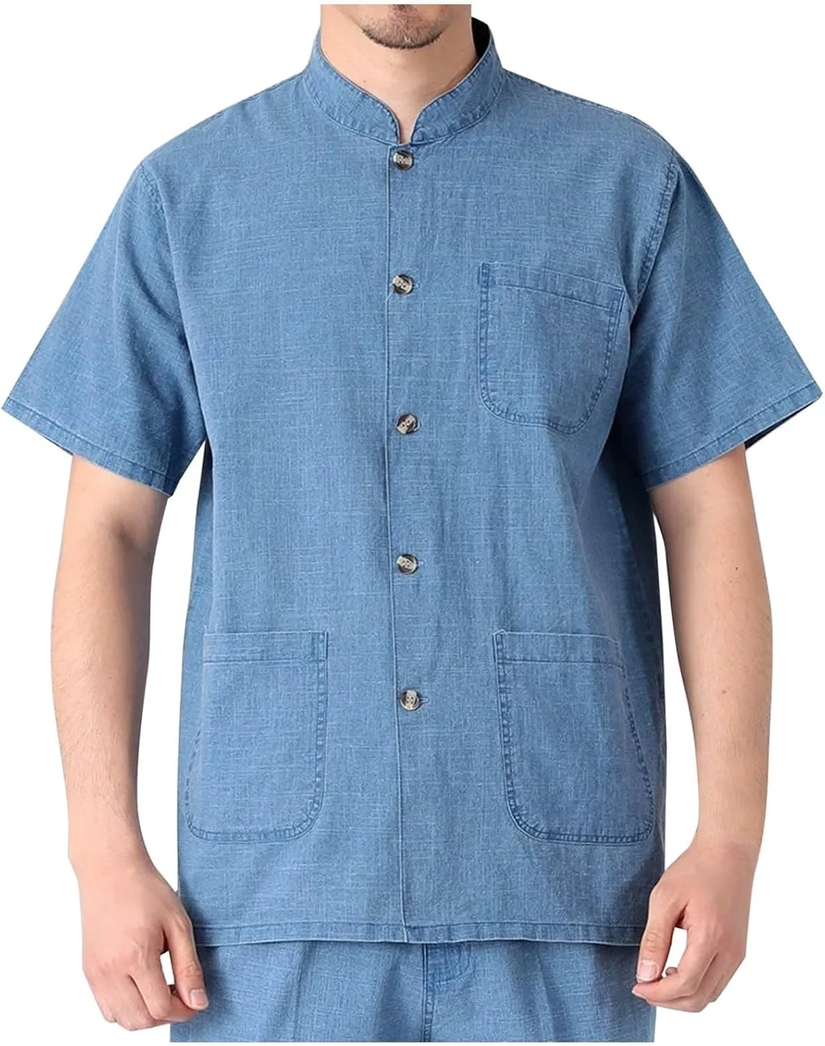 

Футболка Big and Tall Cotton Linen Vintage для мужчин, короткий рукав, свободный крой, с карманами