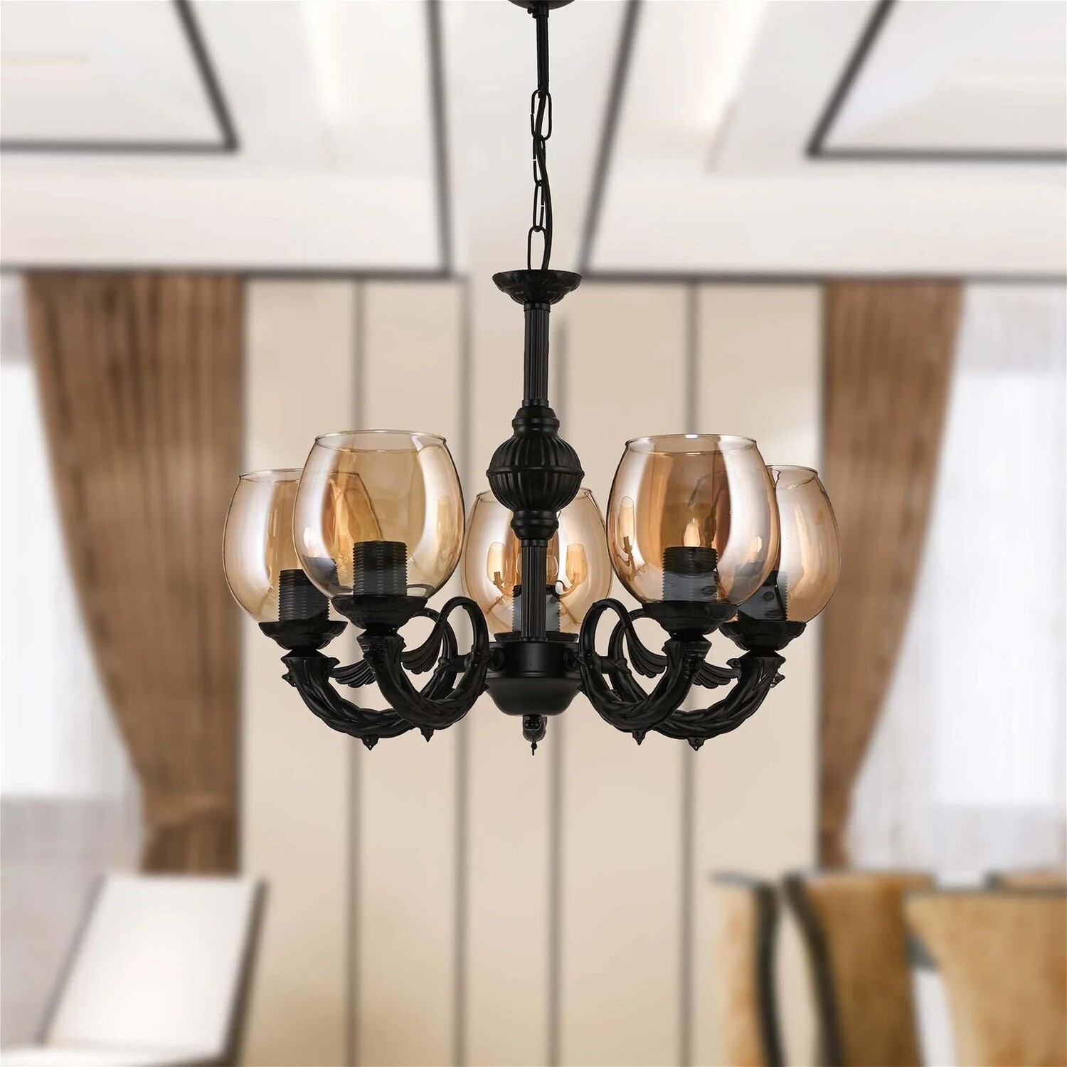 

Люстра Safir Light Riga Zamak Honey Glass, 5 частей - черная