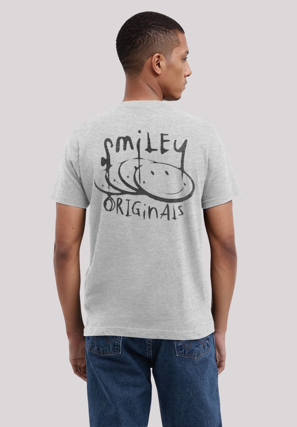 

Футболка с принтом SMILEY ORIGINALS PUNK DRIPPY STREETWEAR GRAPHIC F4NT4STIC, серый