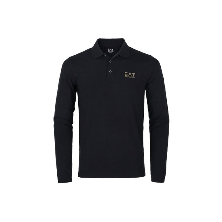

EMPORIO ARMANI Футболка-поло EA7 мужская black gold logo, Черный, EMPORIO ARMANI Футболка-поло EA7 мужская black gold logo