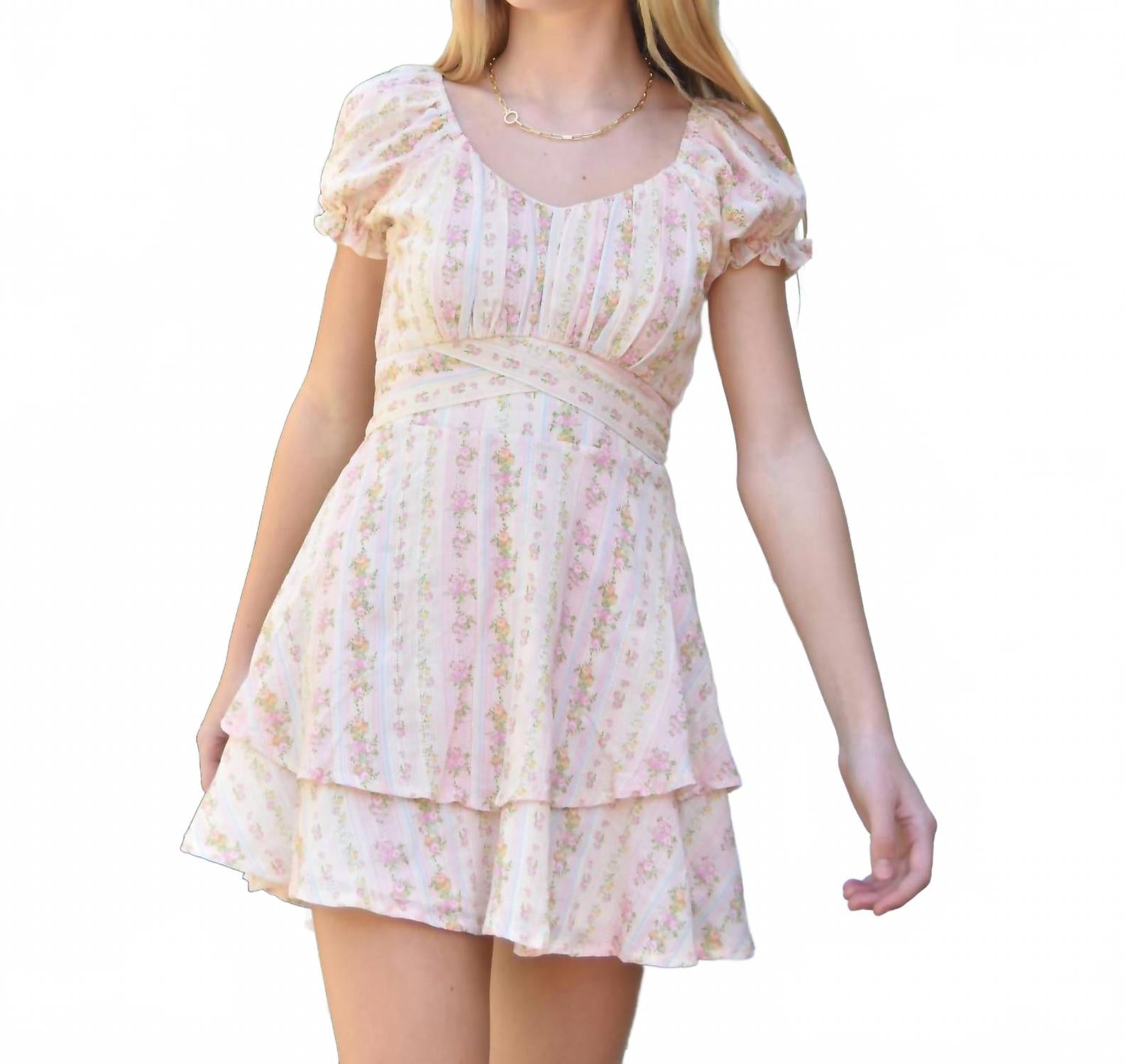 

Платье Delilah в романтичную цветочную полоску KatieJnyc, Shabby Floral Stripe