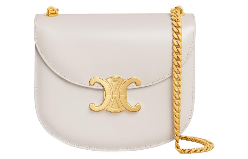 

CELINE Сумка через плечо TriompheBesace из яркой телячьей кожи, женская, белая