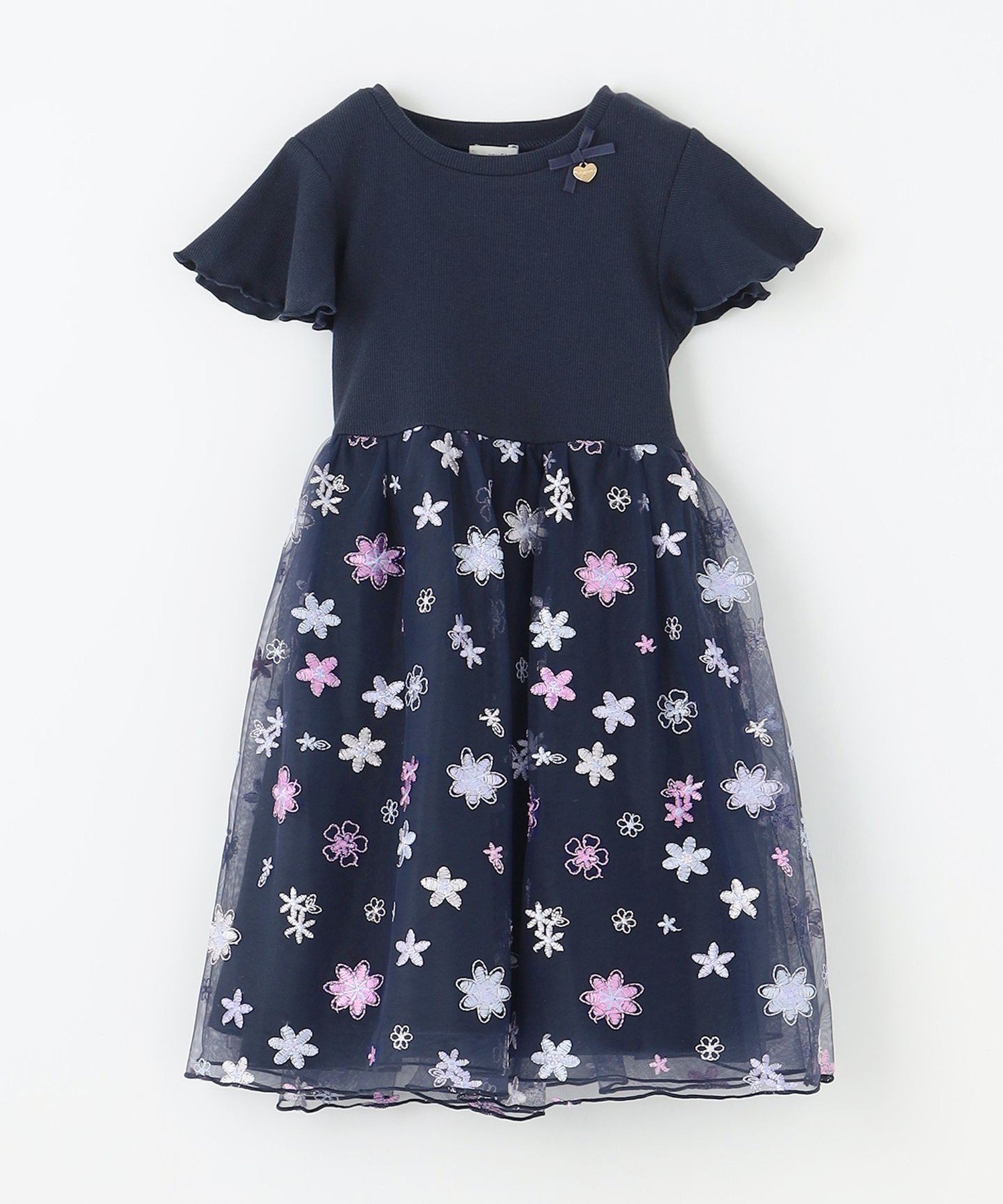 Платье из вышитого тюля ANY KIDS, Navy [075] — фото 2