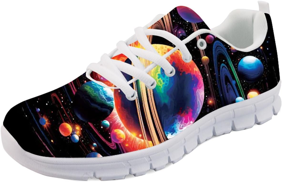 

Кроссовки Forchrinse Cute Sunglasses Puppy унисекс, противоскользящие, мягкие, легкие для ходьбы и бега, Galaxy Colorful Planet Space