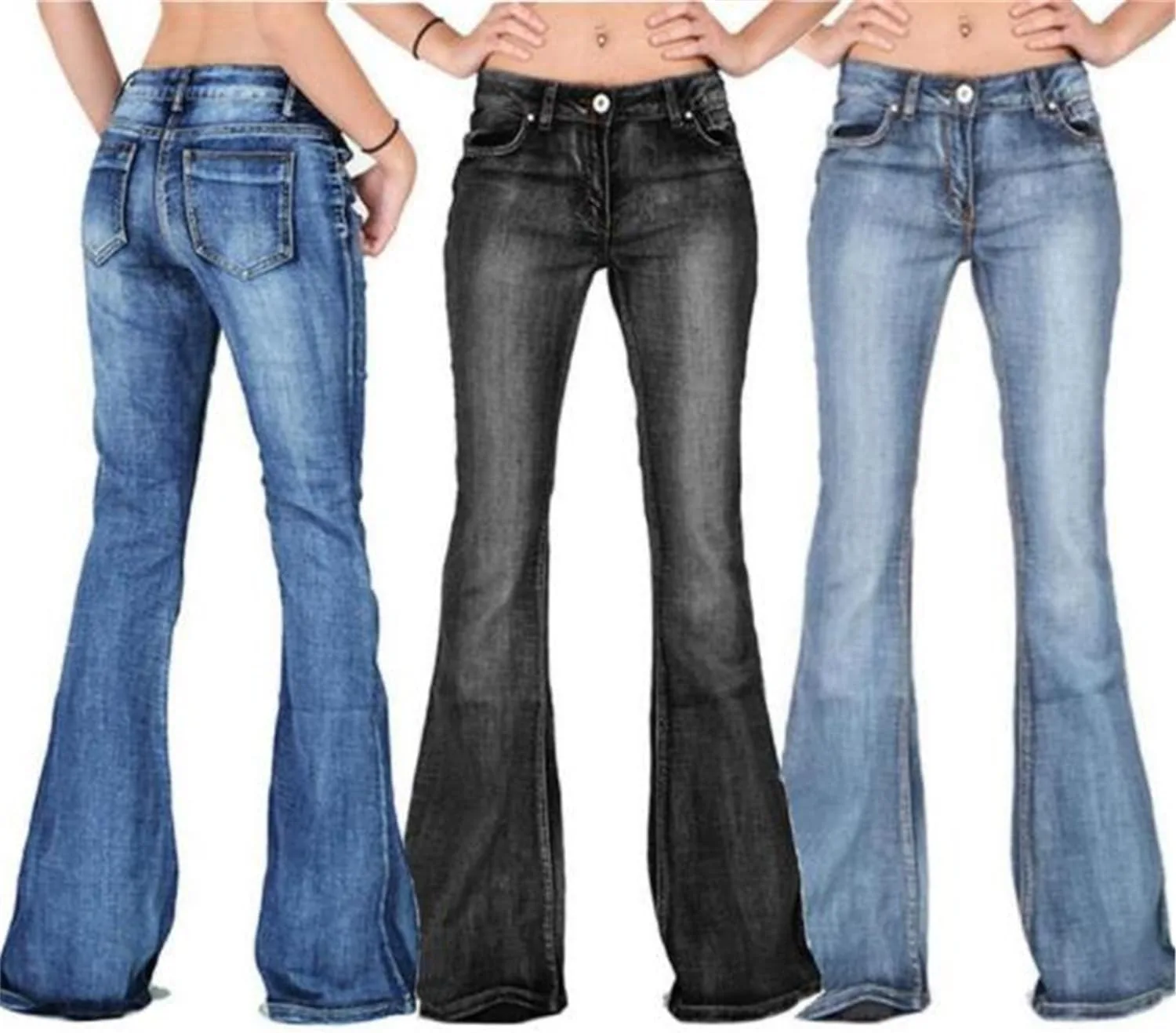 Andongnywell женские джинсы с высокой талией, расклешенные, широкие, bootcut — фото 4
