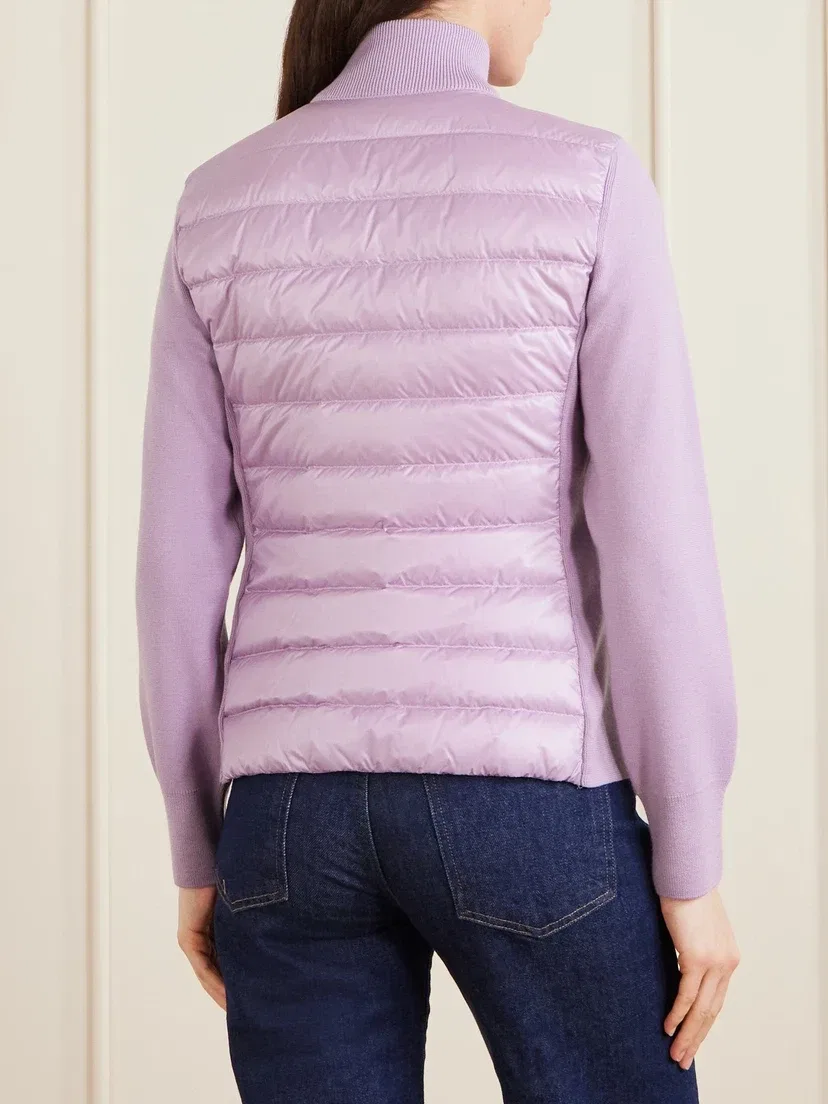 Кардиган из шерсти с аппликацией и стеганого материала MONCLER, фиолетовый — фото 4