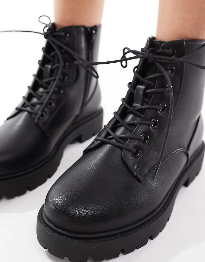 Массивные ботинки на шнуровке Schuh Asher черного цвета — фото 3