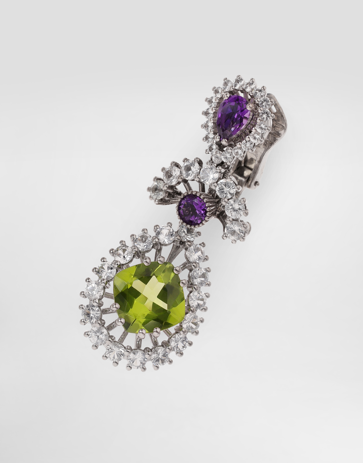 Серьги eleganza из белого золота 18 карат с аметистами, перидотами и сапфирами. Dolce & Gabbana, белый — фото 2