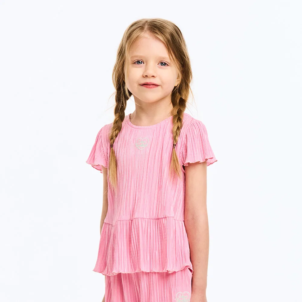Детская розовая блузка с расклешёнными рукавами от Benetton Kids