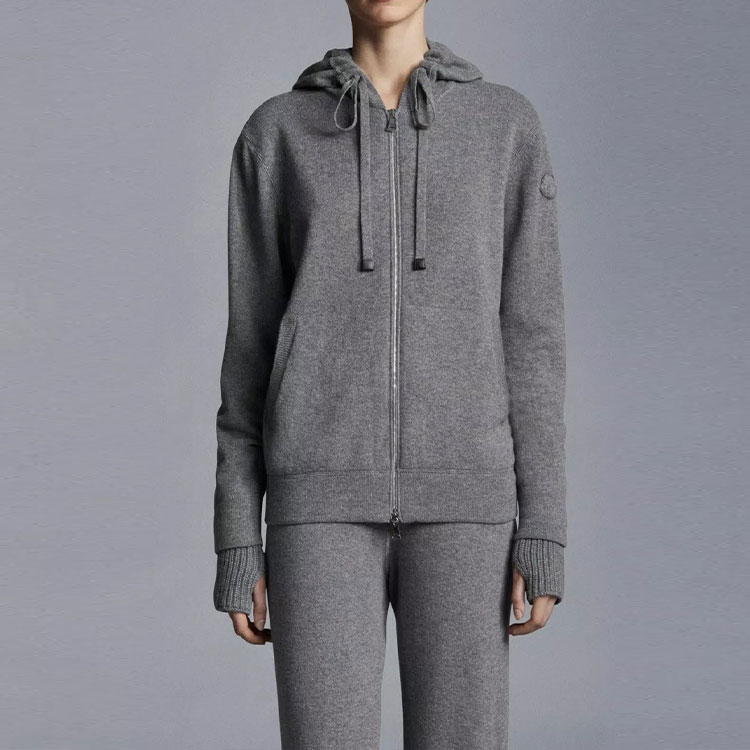 Толстовка с молнией 'Grey' Moncler, серая — фото 4