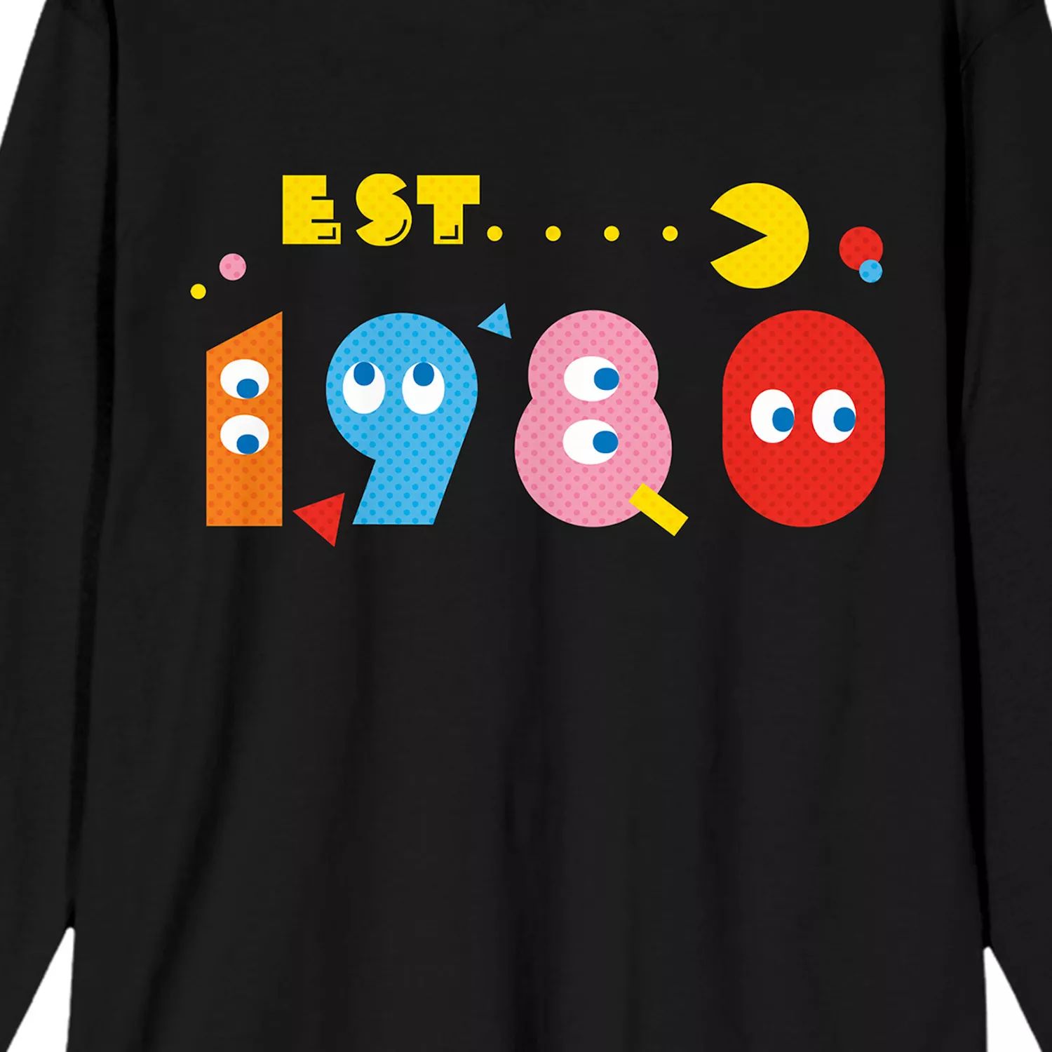 

Мужской Pac-Man Est. Футболка 1980-го года с круглым вырезом и длинными рукавами Licensed Character