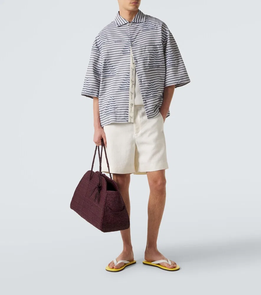 Полосатая хлопковая рубашка для боулинга Jacquemus, белый — фото 2