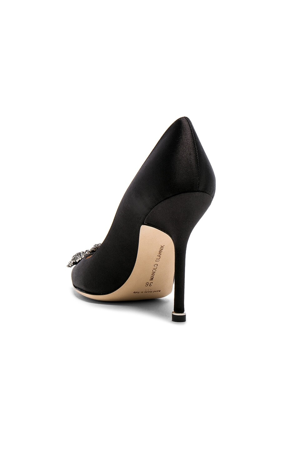 Туфли Manolo Blahnik Hangisi 105 Satin, цвет Black Satin — фото 3