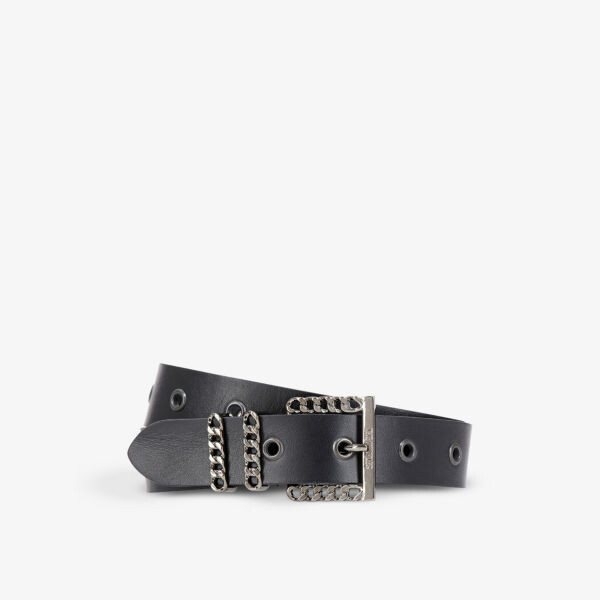 

Ремень из кожи с тисненым логотипом, украшенный цепочкой The Kooples, черный
