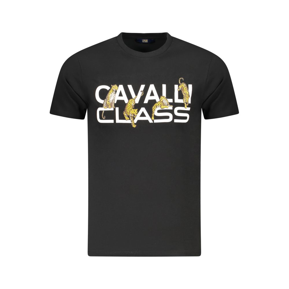 

Черная хлопковая мужская футболка Cavalli Class