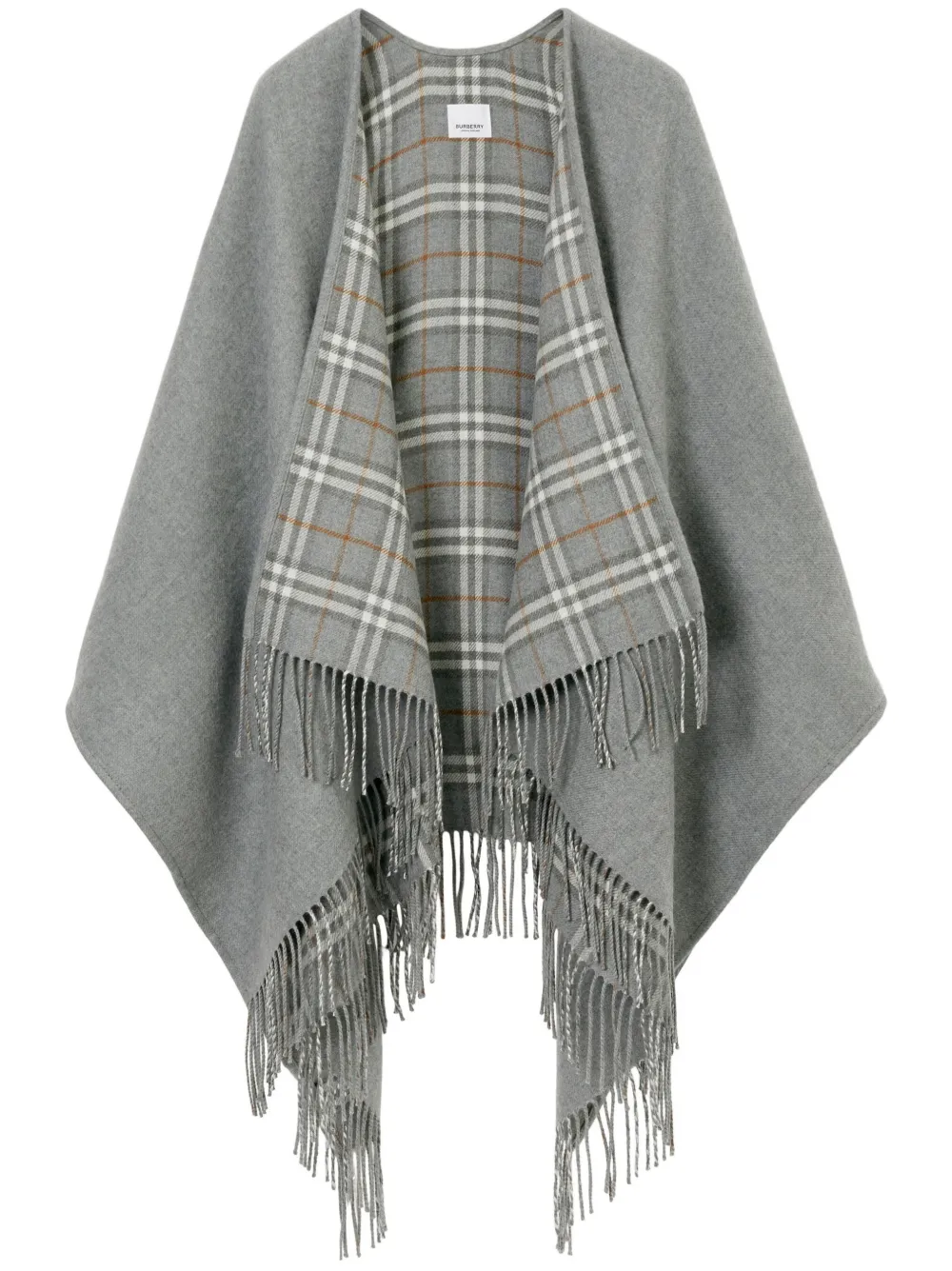 

Двусторонний шерстяной кейп в клетку BURBERRY, серый