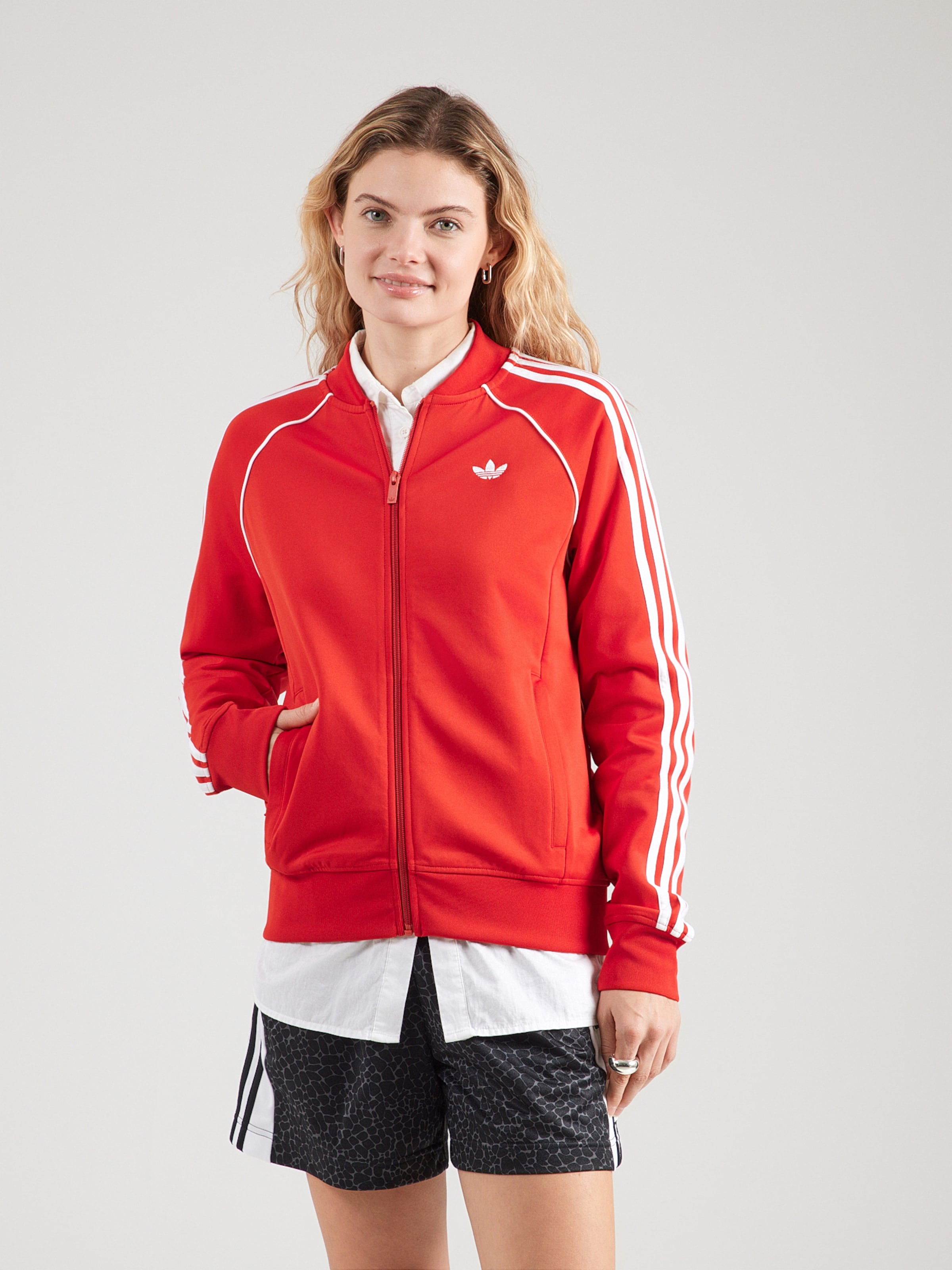 Adidas Originals Красный худи на молнии — фото 3