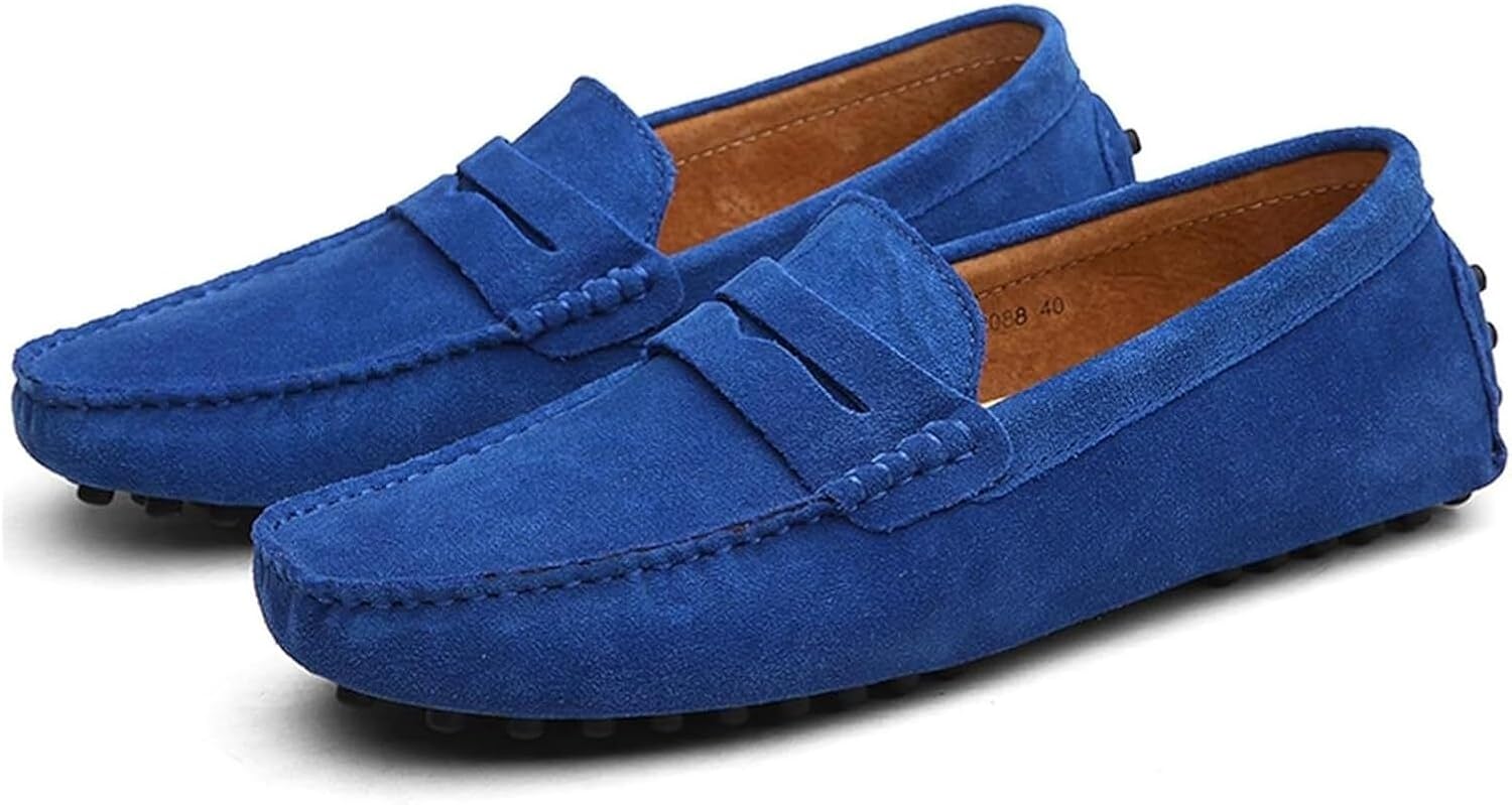 

Мужские замшевые туфли-лоферы на каждый день, удобные легкие мягкие лоферы для прогулок, вождения и как обувь для лодки Generic, синий