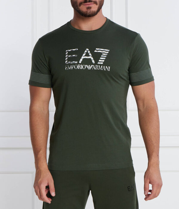 

Футболка Ea7 Regular Fit с логотипом, зеленый / белый