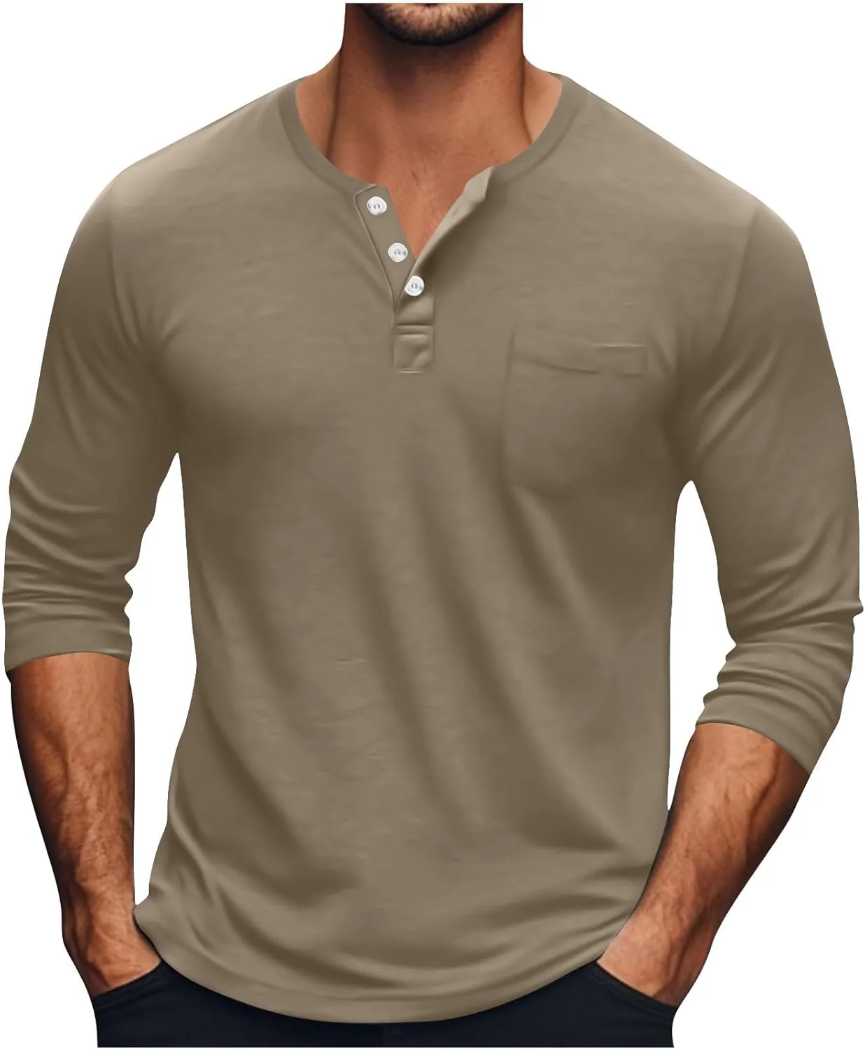 

Футболка Henley с длинным рукавом и карманом