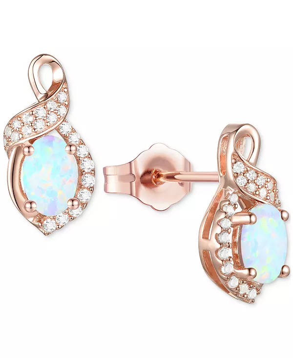 

Серьги-Гвоздики с овальными завитками из серебра 925 пробы с аметистом (3/4 карата) и выращенным в лаборатории белым сапфиром (1/6 карата) (также с другими драгоценными камнями) Macy'S, opal