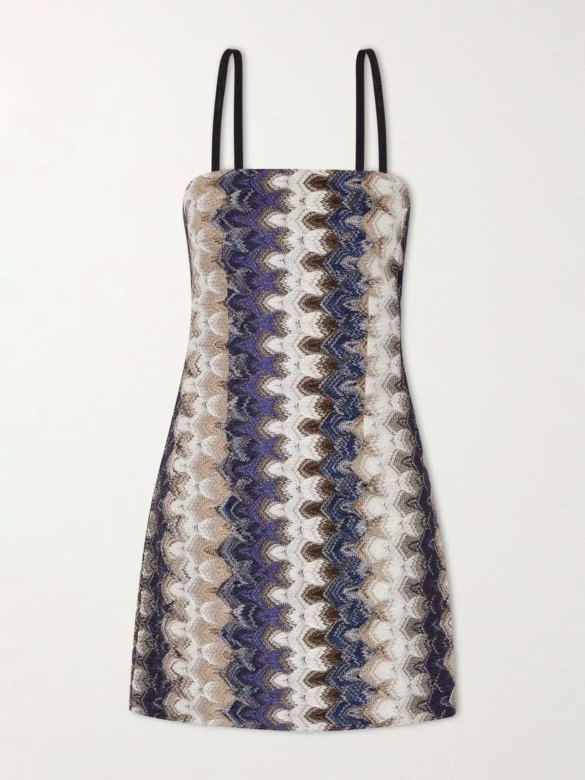 Мини-платье из вязаного крючком трикотажа Missoni, коричневый