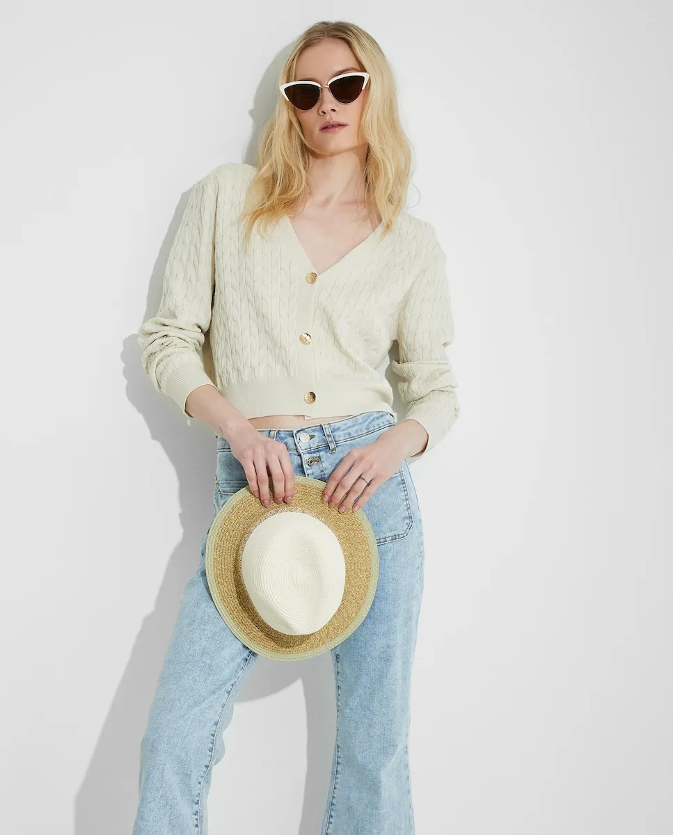 

Женская вязаная крючком куртка на пуговицах Naëlle, бежевый