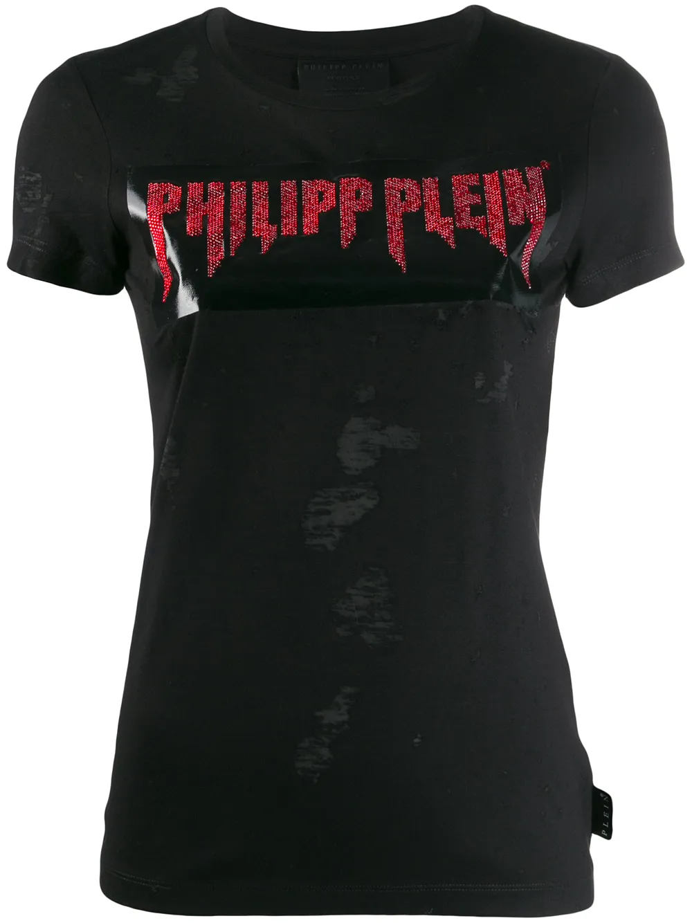 

Футболка с логотипом и эффектом потертости Philipp Plein, черный