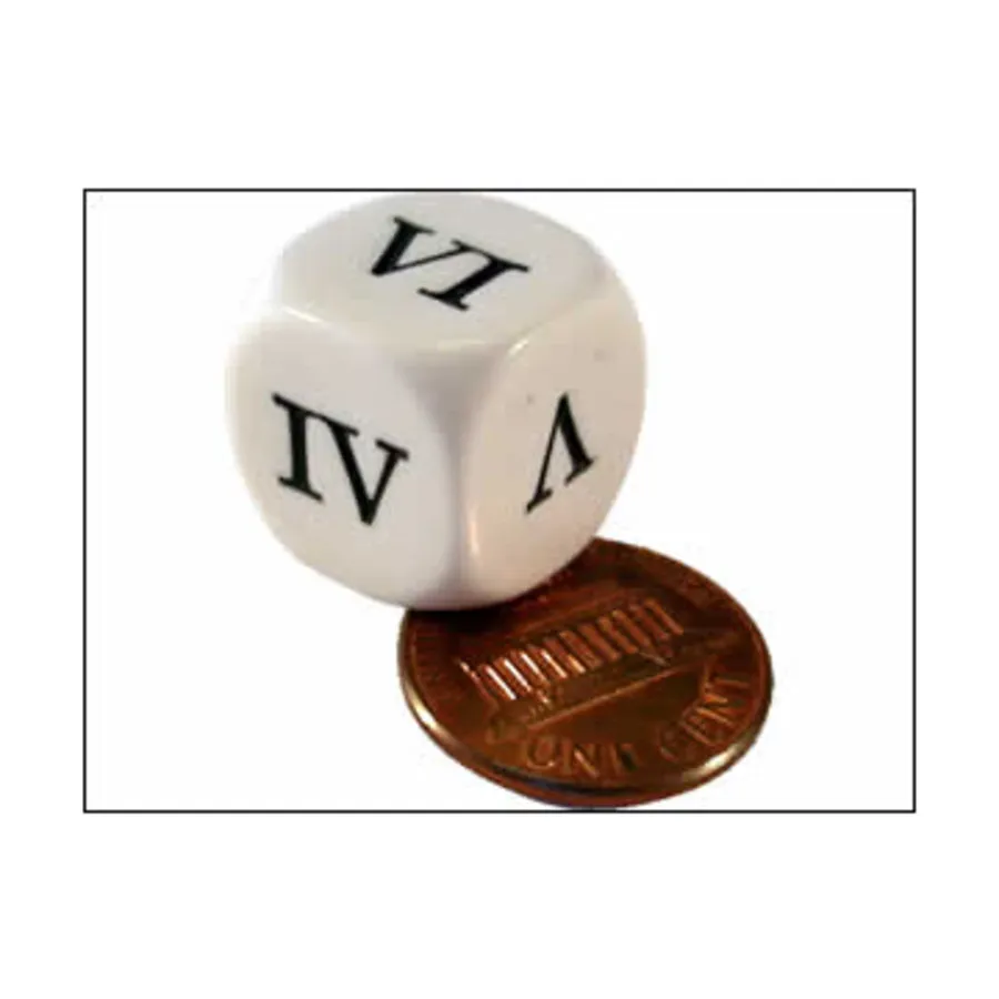 

d6 Римские цифры I-VI Белый с черным (10), Dice - Symbols, Functional & Unique Dice