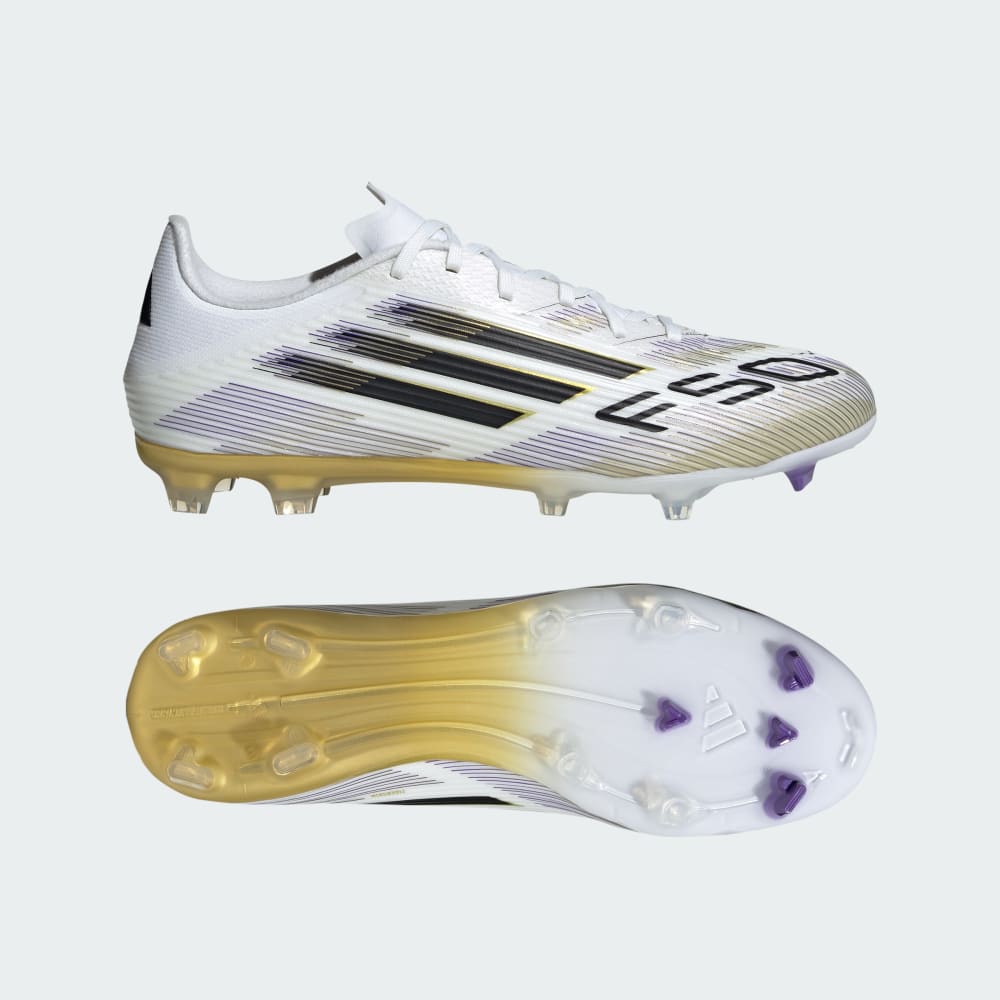 

Бутсы Adidas F50 League Firm/Multi-Ground Cleats, цвет Cloud White/Core Black/Gold Metallic