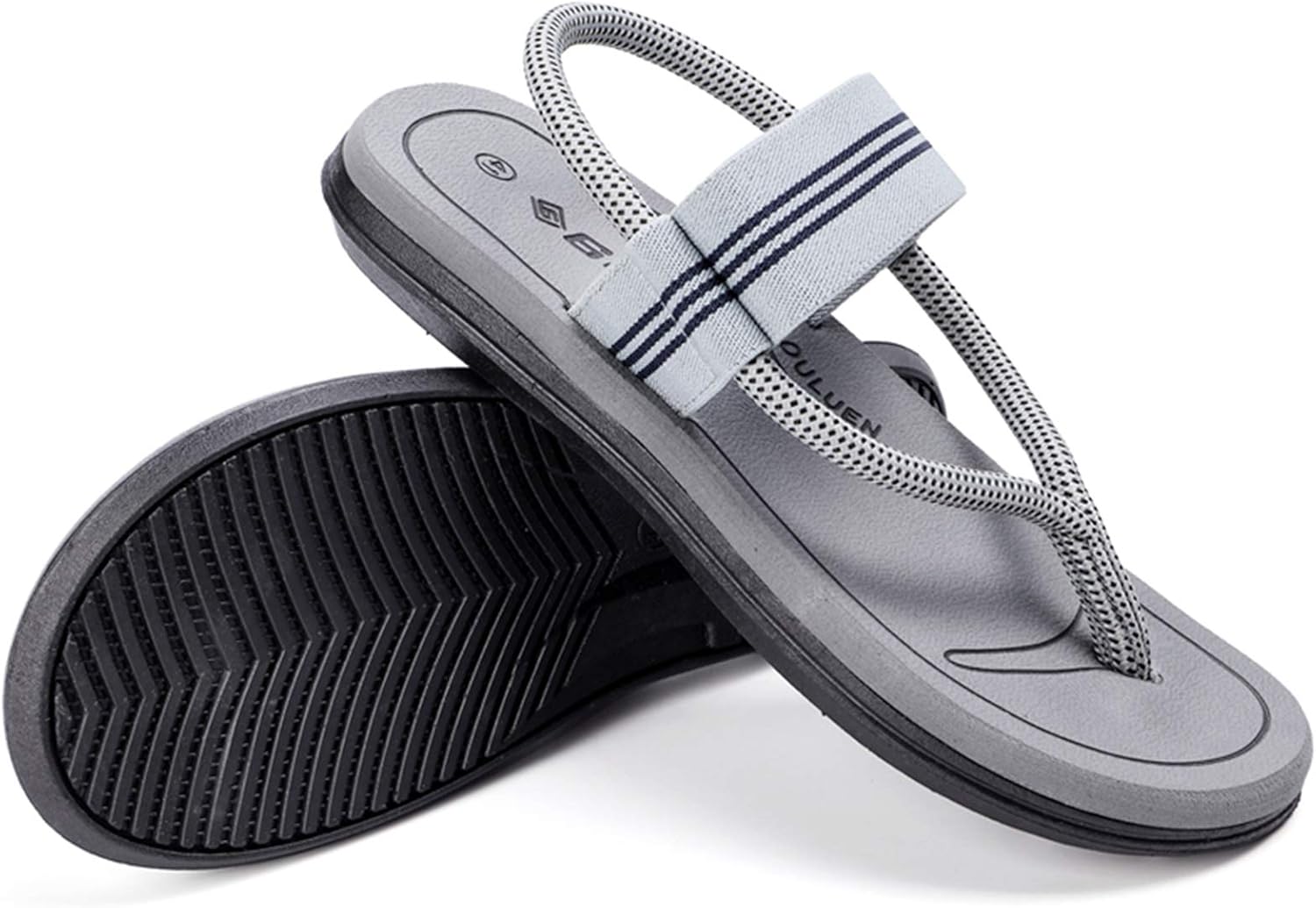 

Мужские сандалии-шлепанцы CYian, резиновые шлепанцы для мужчин с модной эластичной застежкой, свободная регулировка, для дома и улицы, серый