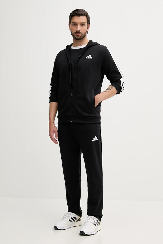 Футболка хлопковая Essentials с тремя полосками Adidas, черный — фото 2