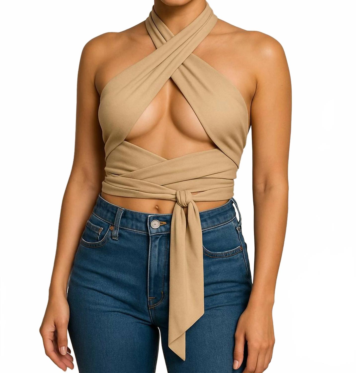 

Топ Sculpt Halter цвета хаки Nic & Jo