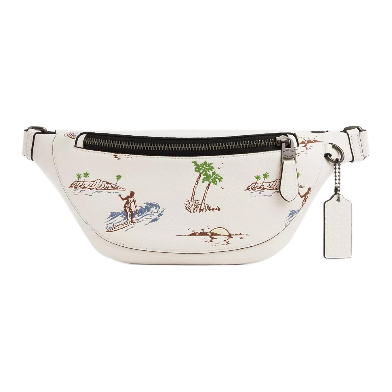 

COACH Warren Pebbled Leather Sling Bag, поясная сумка большая Unisex Lime Multicolor