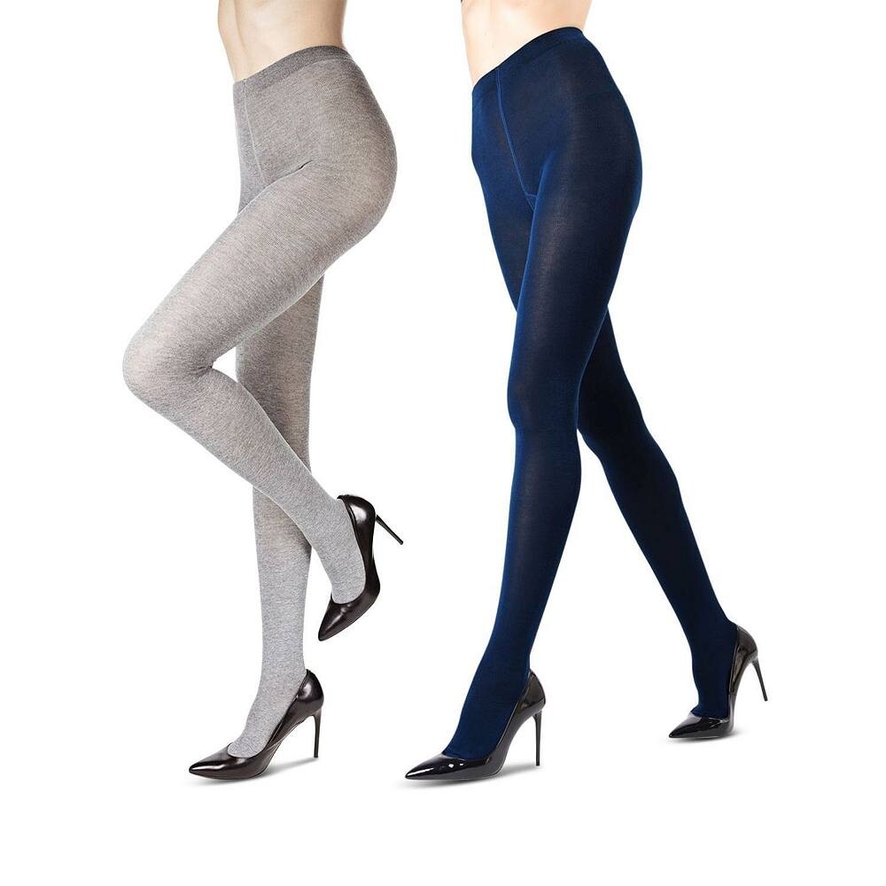 

2 пары плоских вязаных колготок-свитеров MeMoi, цвет Gray Navy