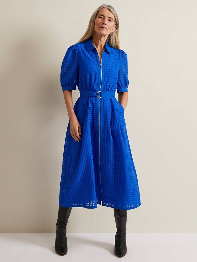 

Текстурированное платье миди в клетку от кэри Phase Eight, цвет Cobalt