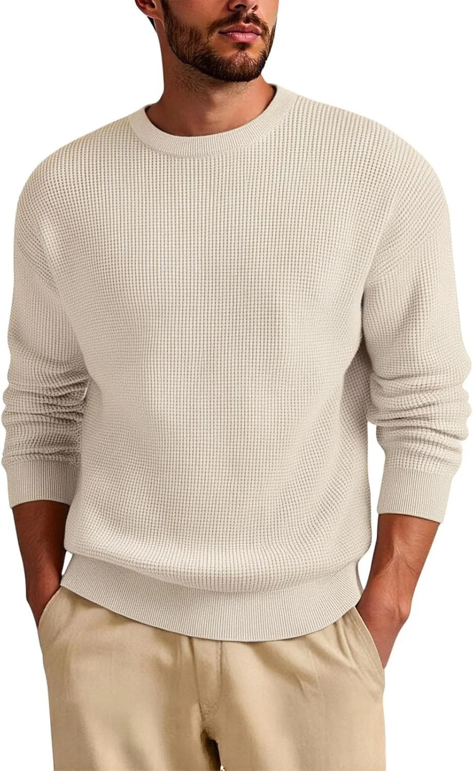 

Мужской свитер с круглым вырезом, длинный рукав, Slim Fit