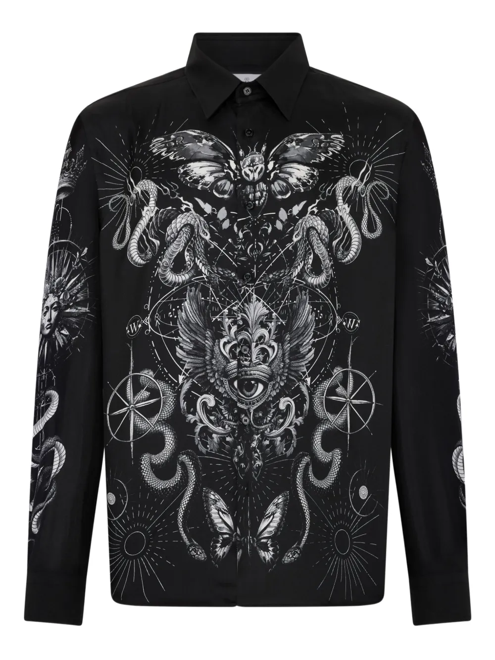 

Шелковая рубашка с принтом Philipp Plein, черный