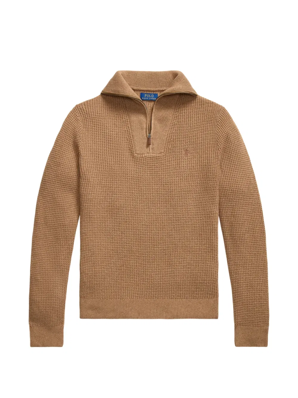 Свитер с вафельной вязкой и застежкой-молнией на четверть длины Polo Ralph Lauren, коричневый