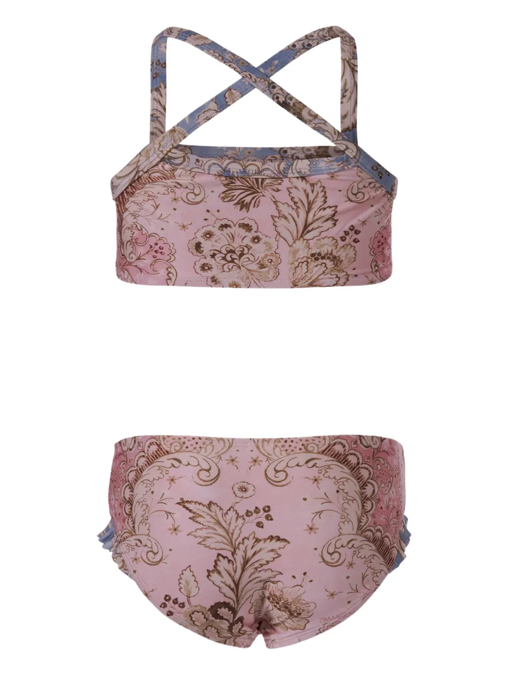 

Комплект бикини с оборками и крест-накрест на спине Zimmermann Kids, розовый