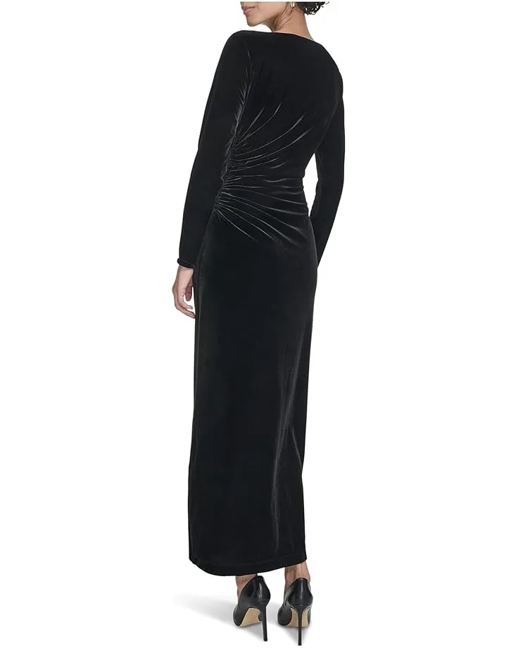 Платье Calvin Klein Velvet Long Sleeve Maxi, Black — фото 2