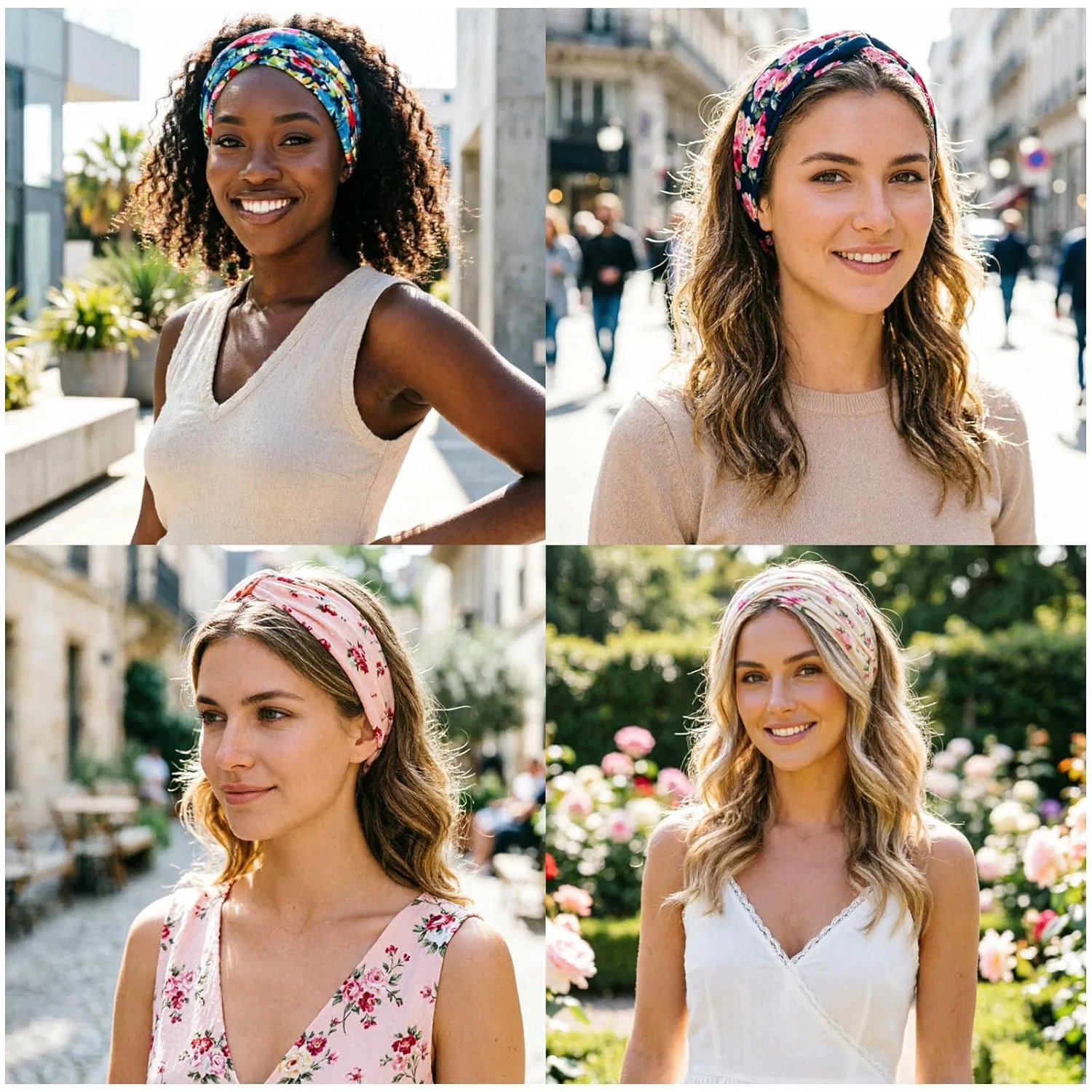 Набор женских эластичных повязок для волос «DRESHOW» 4 шт. Dreshow, Floral Pattern — фото 3