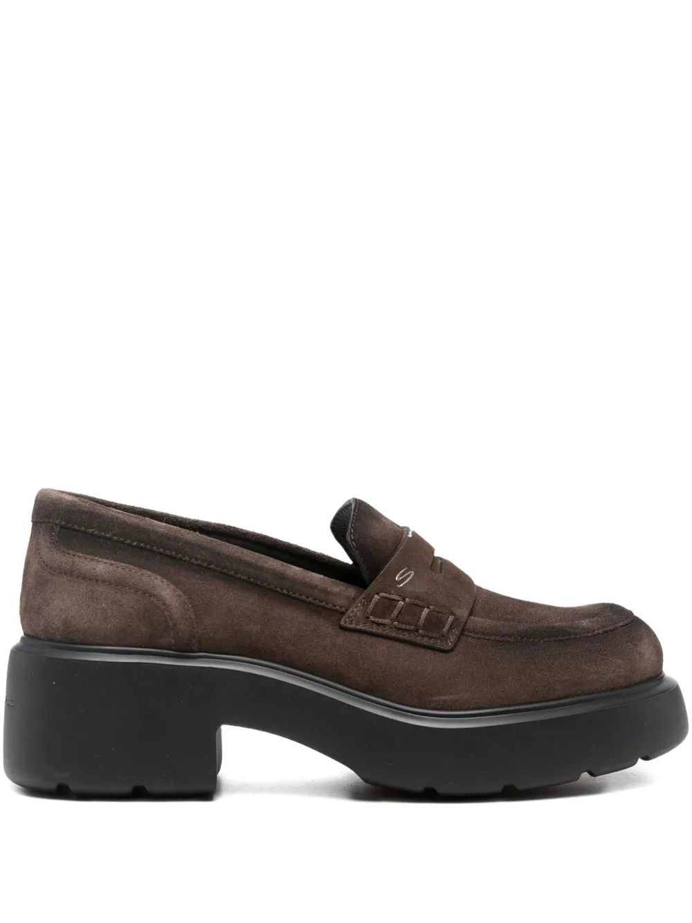 Замшевые лоферы на платформе Santoni, коричневый