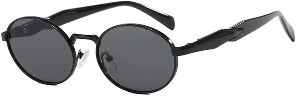 

Ретро круглые металлические солнцезащитные очки для женщин и мужчин, модные солнцезащитные очки с леопардовым принтом, стильные очки с защитой от УФ-излучения UV400 HYYZZC, Black Gray