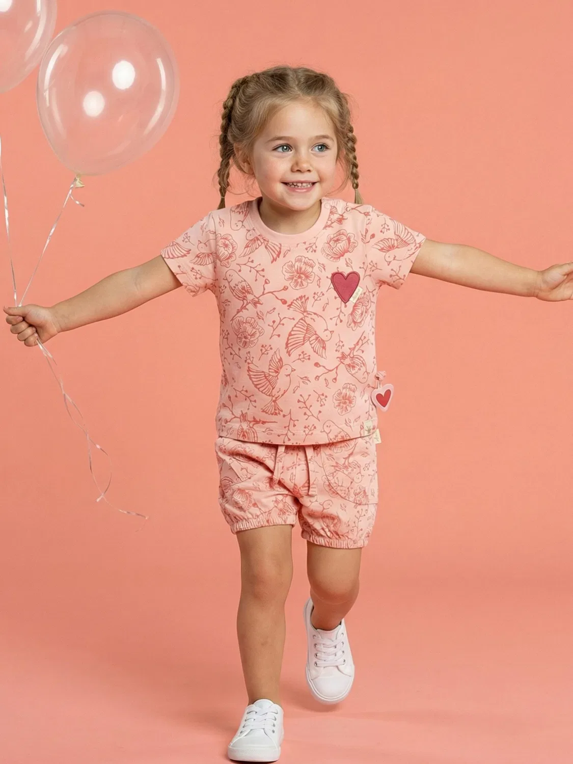 Брюки Sigikid Regular Pants Shorts Pink Birds светло-розового цвета — фото 3