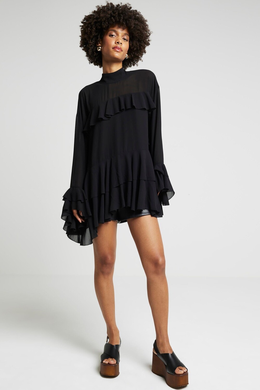 

Блузка с оборками River Island, черный